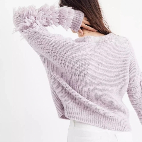 ☀️NWOT Madewell Fringe Sleeve Lavender Pullover Sweater - Picture 3 of 10